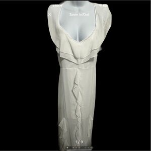 Boohoo White Asymmetrical Ruffle Dress